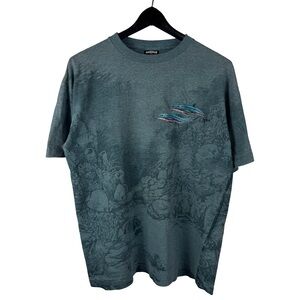 Vintage 90s Maui Hawaii Dolphins All Over Print Nature Graphic Shirt Size L